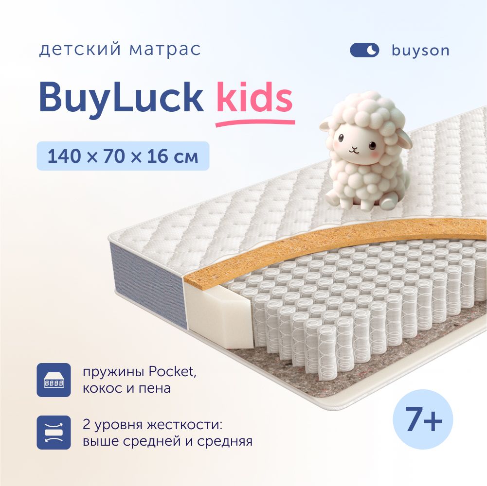 Матрас детский buyson BuyLuck, 70x140 см