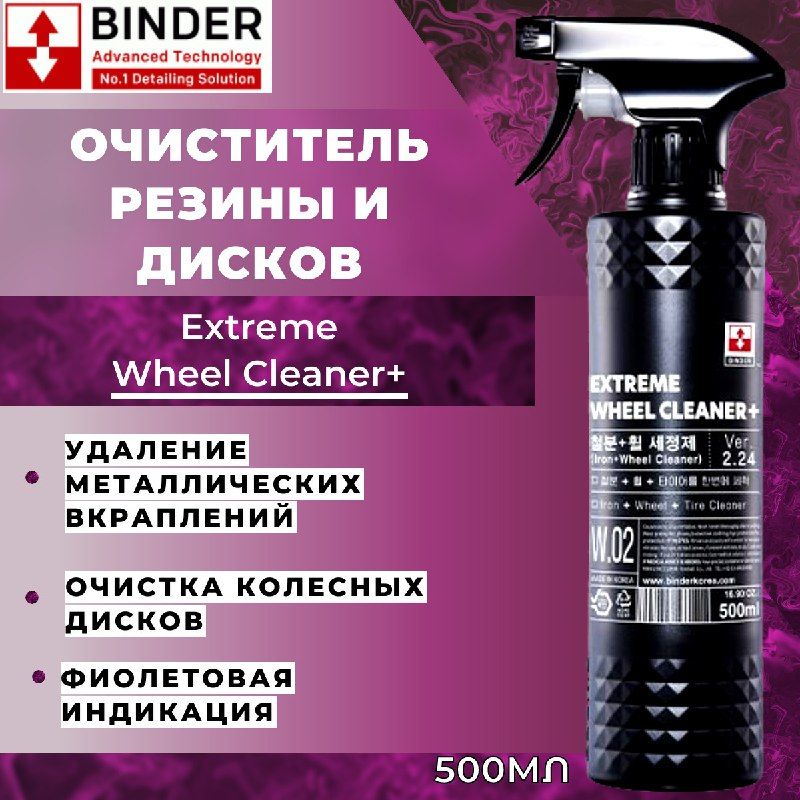 ОчистительдисковирезиныавтомобиляBINDER2в1синдикаторомExtremeWheelCleaner+