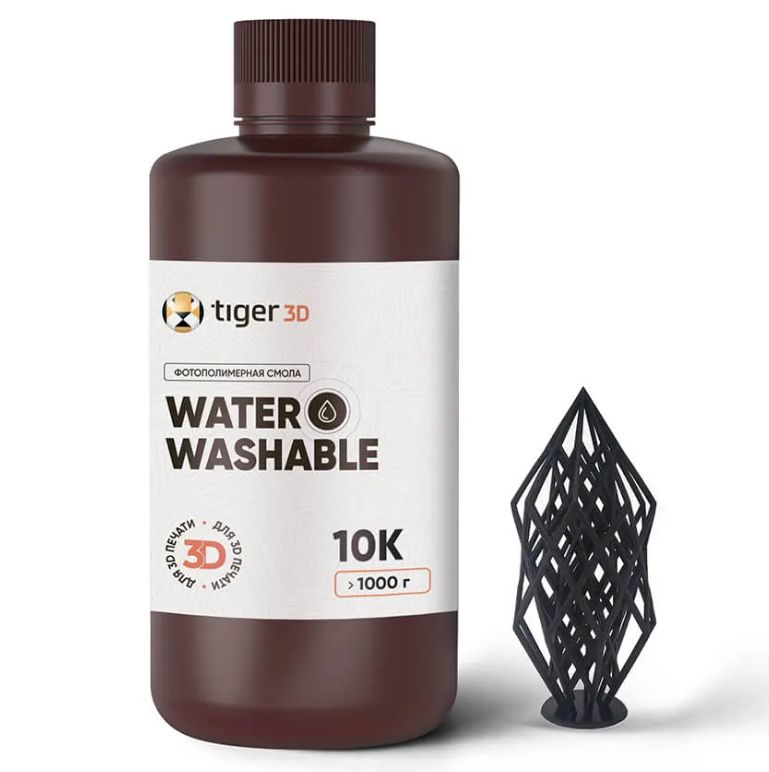 ФотополимернаясмолаTiger3DWaterWashableResin10K,черная(1кг)