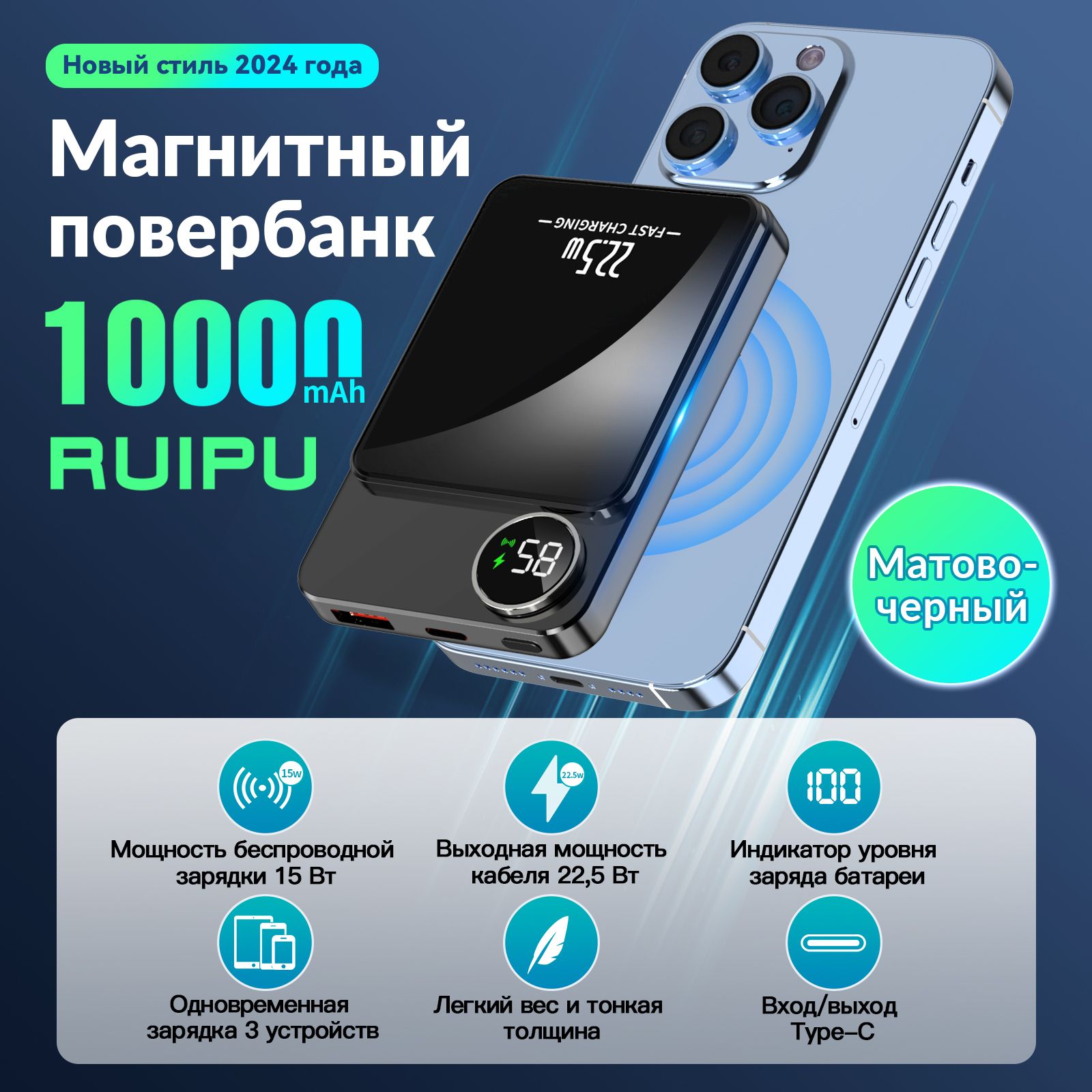 Внешний аккумулятор (Power Bank) RUIPU W009 - купить по выгодным ценам в  интернет-магазине OZON (1333862660)