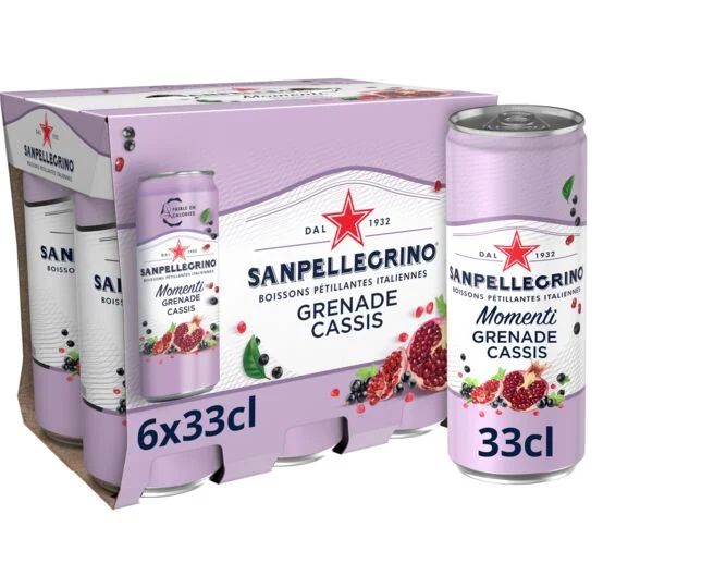 Sanpellegrino газированный напиток со вкусом граната и черной смородины, 6 шт. x 330 мл.