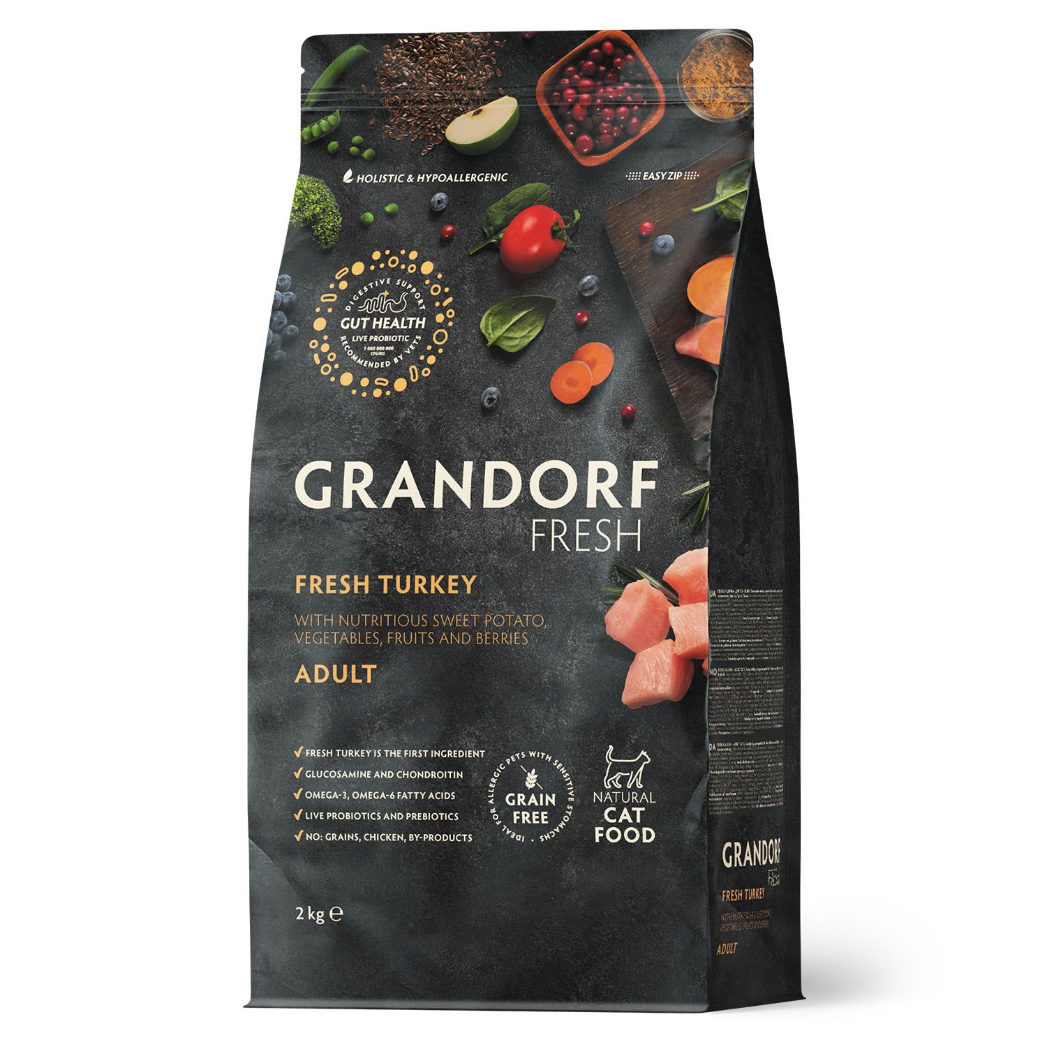 Сухой корм для кошек GRANDORF Fresh холистик индейка с бататом 2 кг