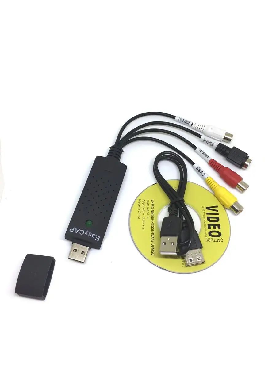 Устройство видеозахвата карта переходник USB S-video RCA Espada EUsbRca3 MS2100E черный, для оцифровки видеокассет, домашняя оцифровка, USB Video DVR, юсб плата