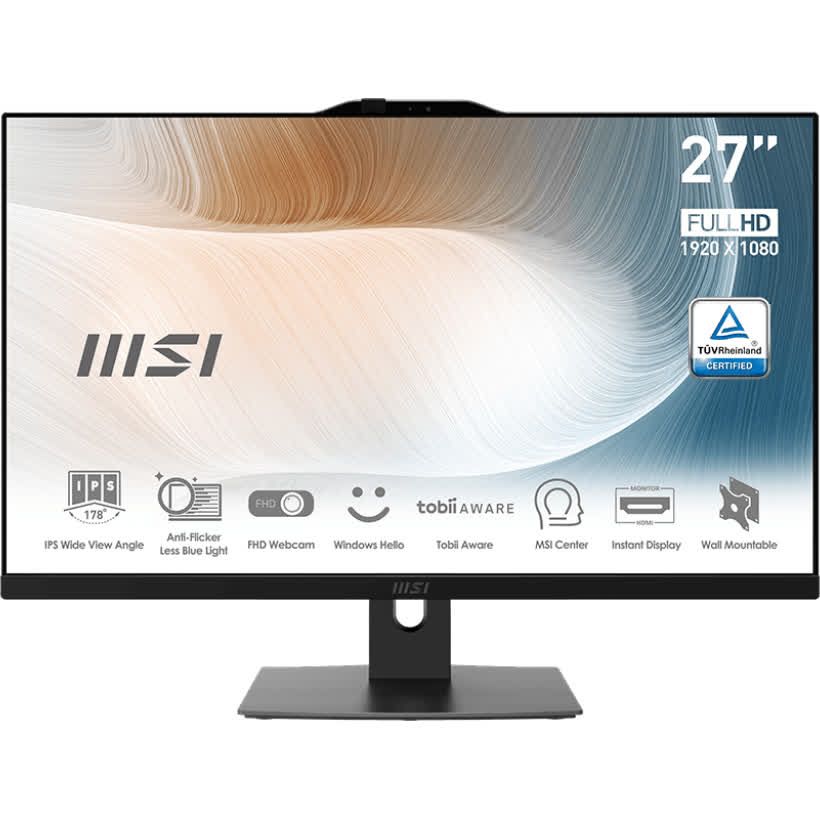 MSI 27" Моноблок Modern AM272P 12M-229XRU (Intel Core i7-1260P, RAM 32 ГБ, SSD 1024 ГБ, Intel Iris Xe Graphics, Без ОС), 9S6-AF8211-648, черный, Русская раскладка