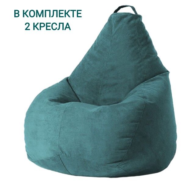 COOLPOUF Кресло-мешок Груша, Микровелюр, Велюр натуральный, Размер XXL,бирюзовый