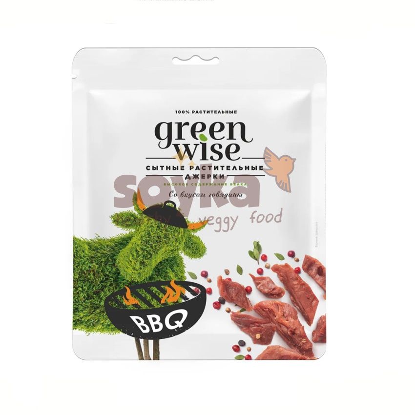 Джерки соевые со вкусом говядины BBQ Greenwise, 36г