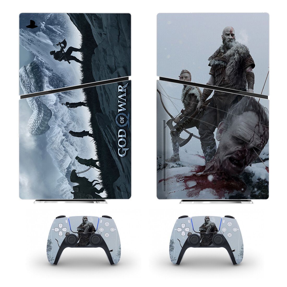 Наклейка PS5 Slim God of War виниловая защитная на игровую консоль PlayStation 5 Slim Disk Edition полный комплект