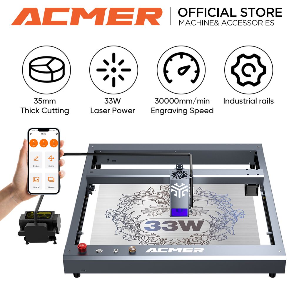 ACMER P2 33W DIY лазерный гравировальный станок CNC гравировки и резки металла