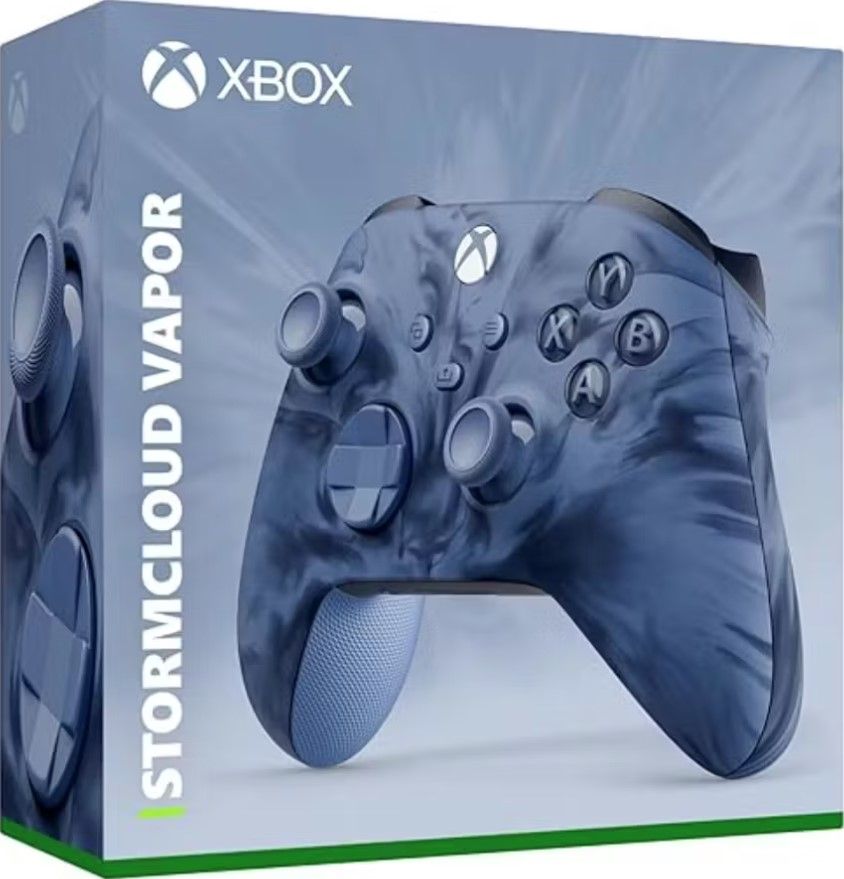 XboxГеймпадбеспроводнойXboxWirelessControllerStormcloudVapor(XboxOne/SeriesX/S/PC),Bluetooth,Проводной,синий,черный