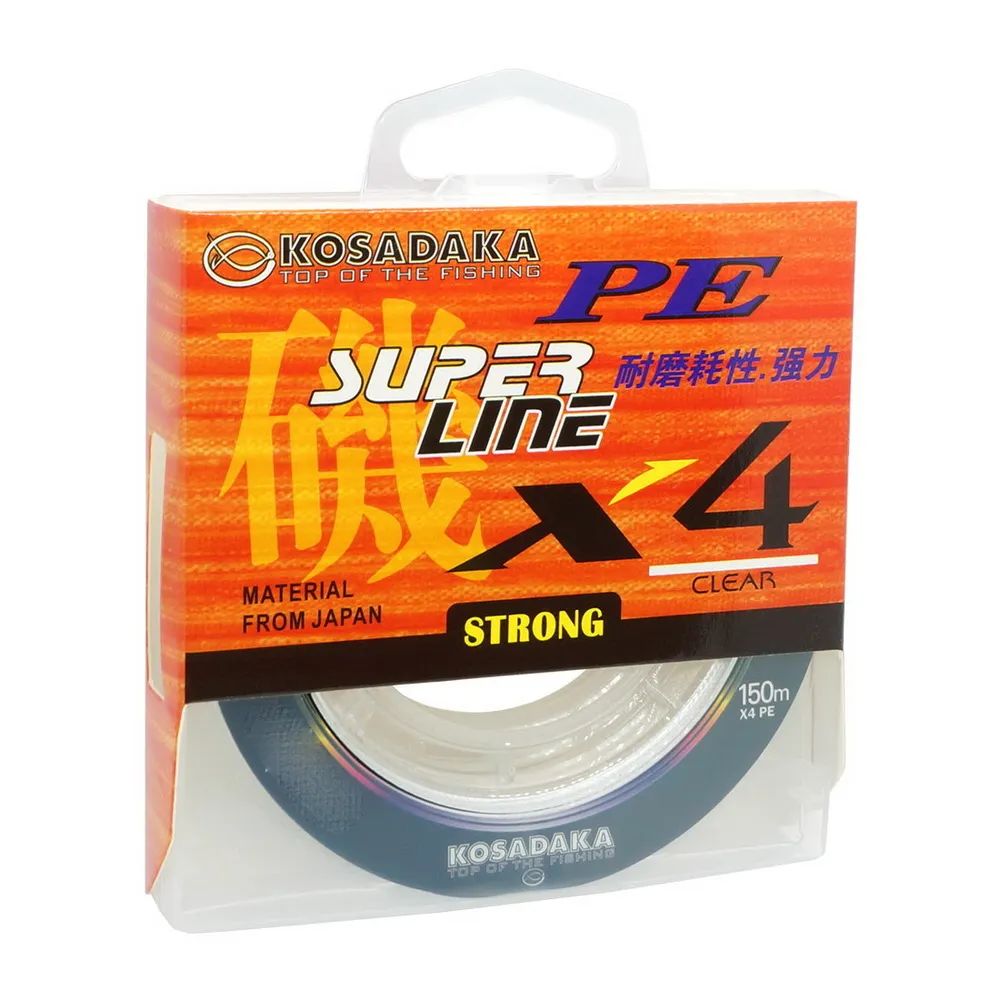 Леска плетеная Kosadaka "Super Line PE X4" 150м, цвет: clear, 0,14мм, 6,8кг, Артикул: BSLX4-CL-014-150