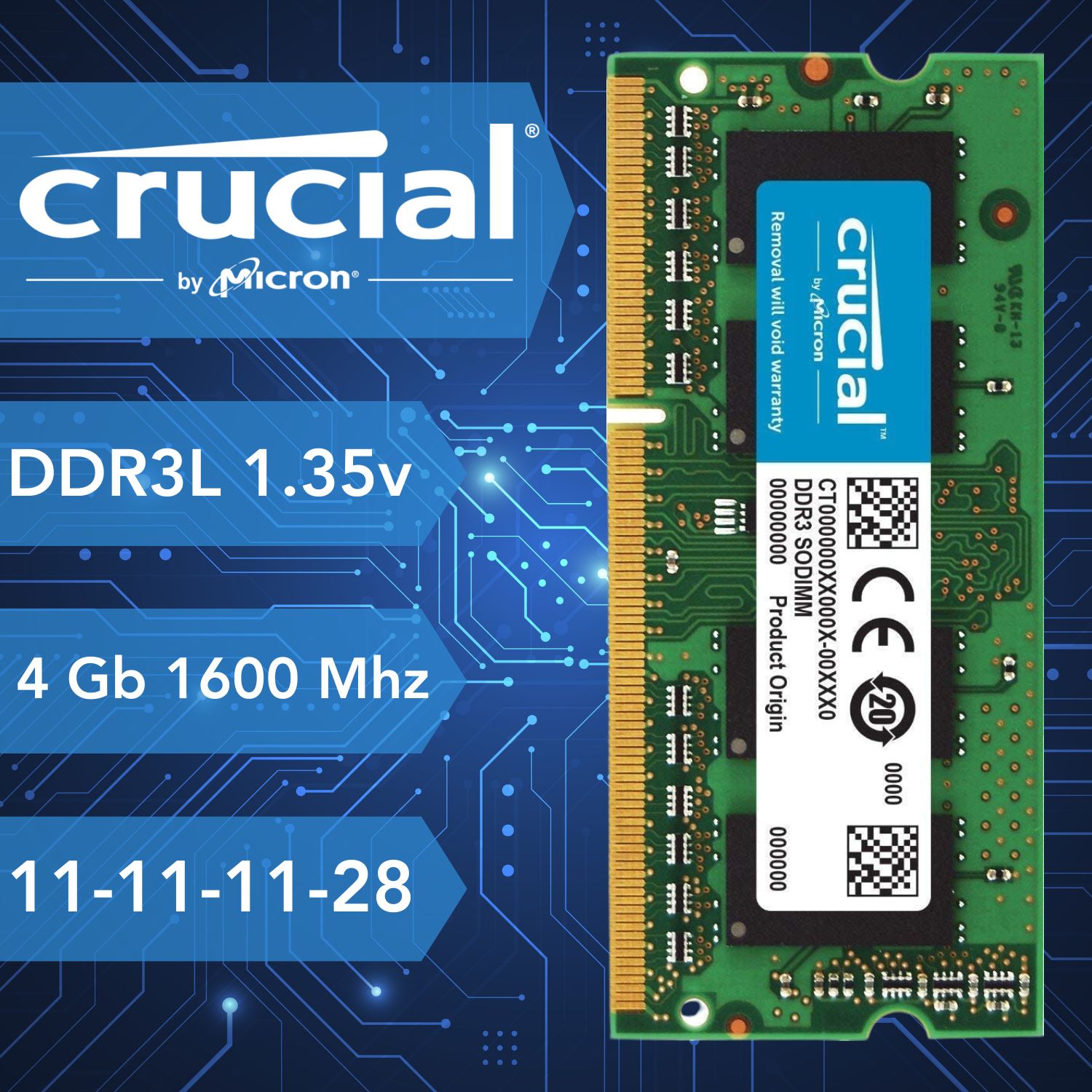 Crucial Оперативная память DDR3L 1600 МГц для ноутбука 1x4 ГБ (CTS1264BF160B.C16F)