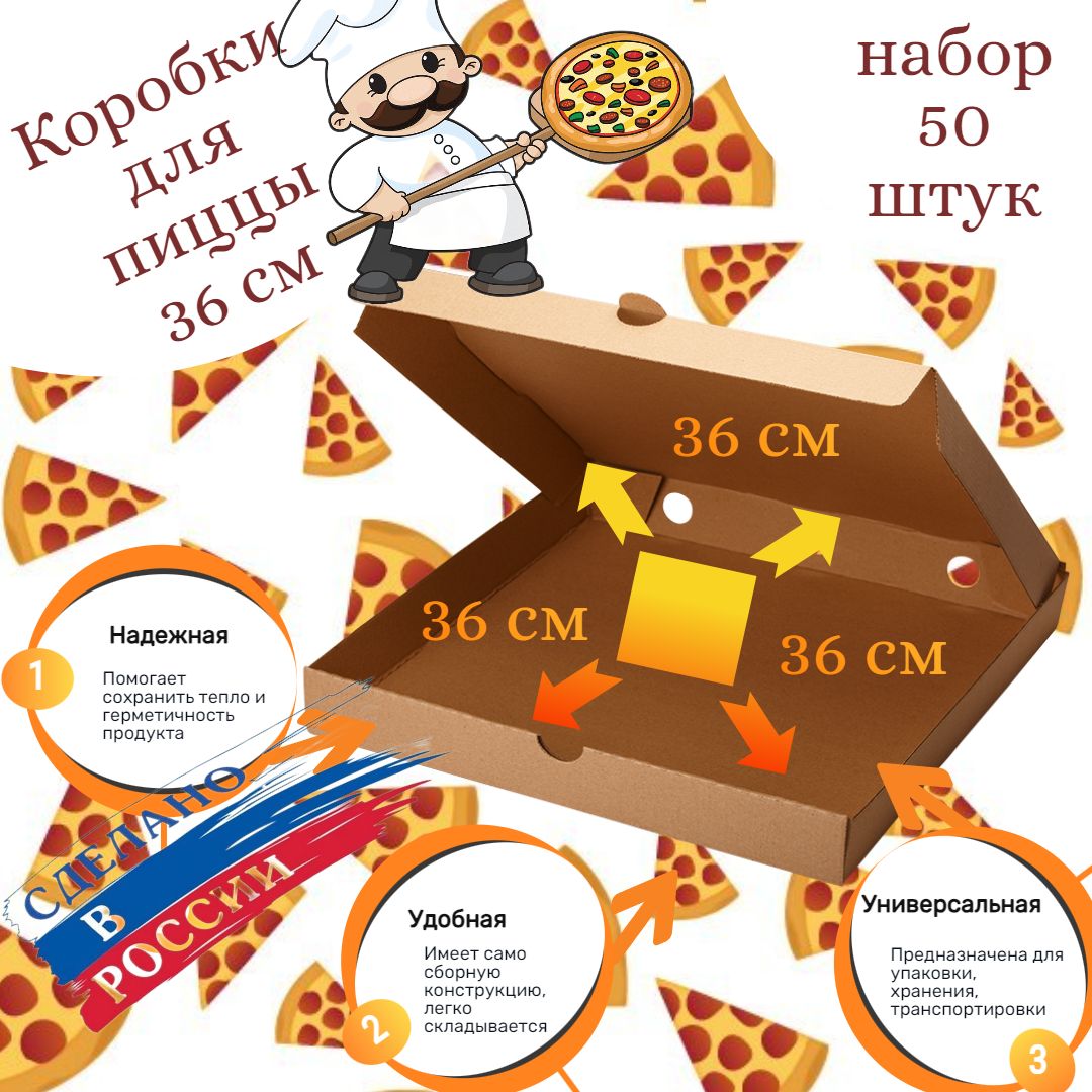 Коробка для продуктов, 36х36 см х4 см, 50 шт