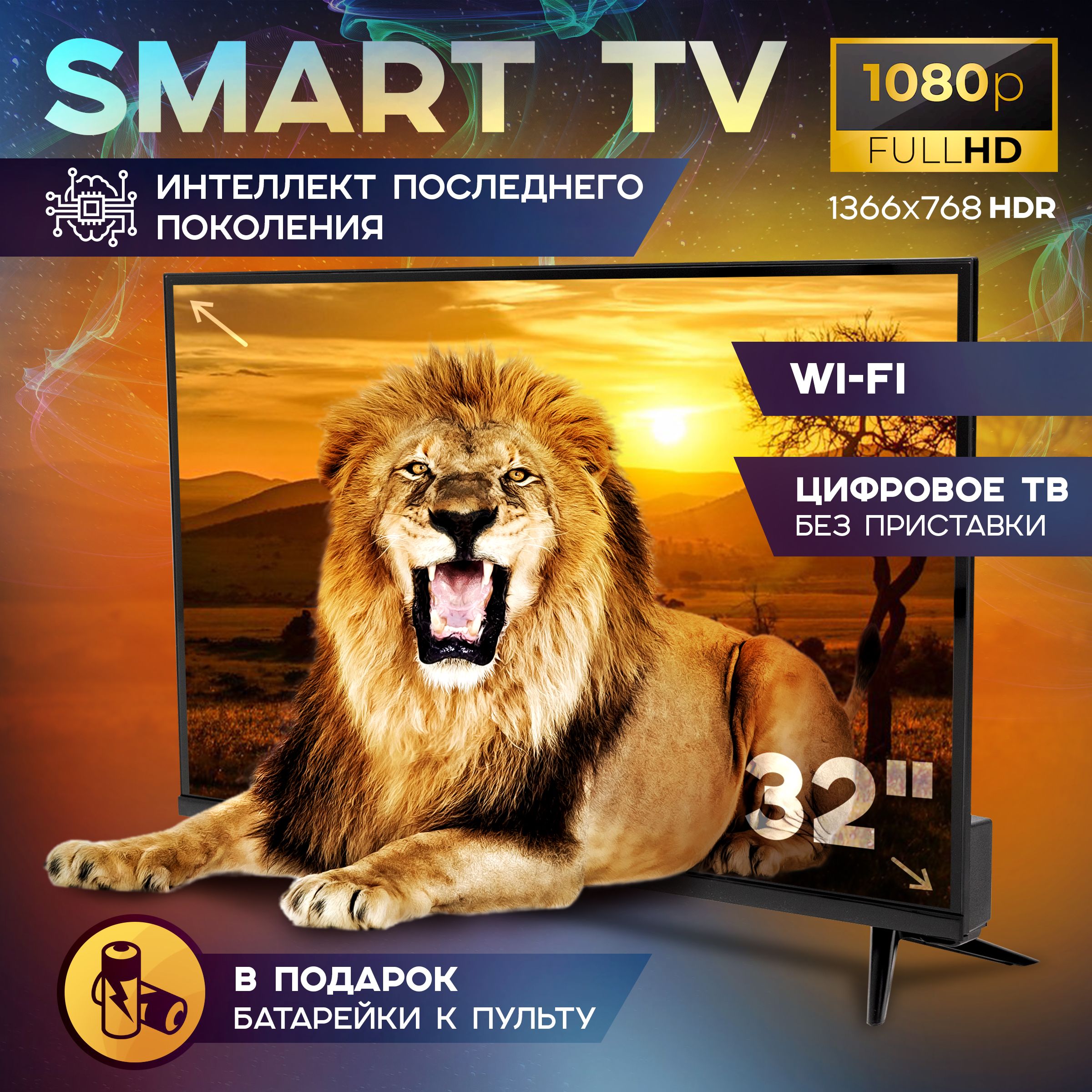 M.A.P. House Телевизор Смарт ТВ Wi Fi 32" Full HD, черно-серый