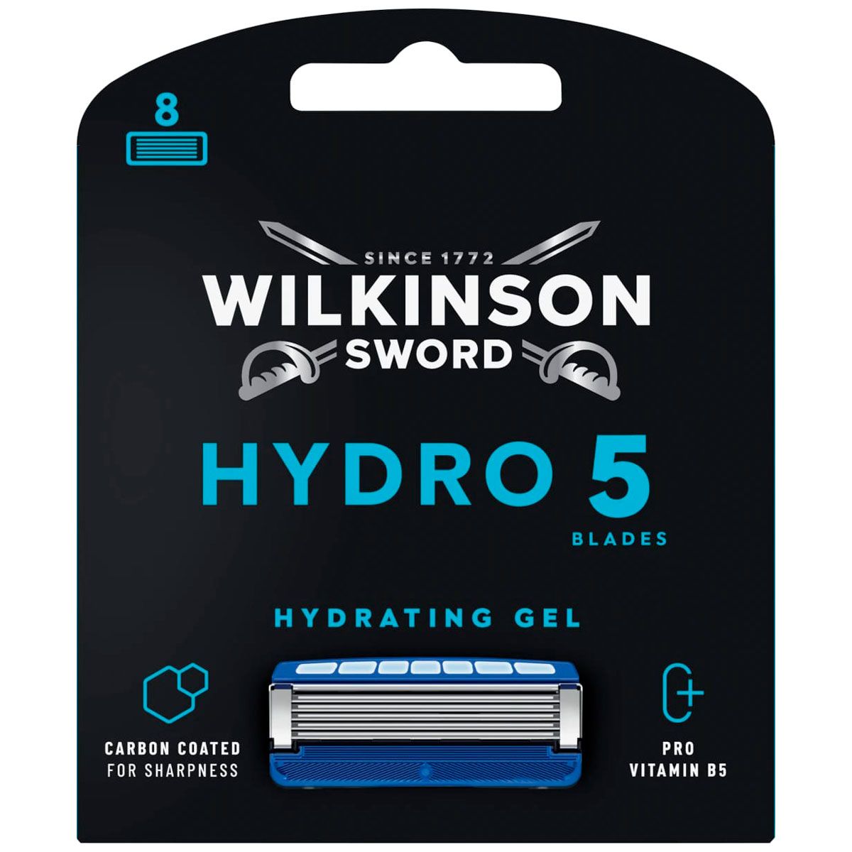 Wilkinson Sword Сменные кассеты HYDRO5 (8 шт.), 5 лезвий, механизм "флип-триммер", гелевая увл.полоска