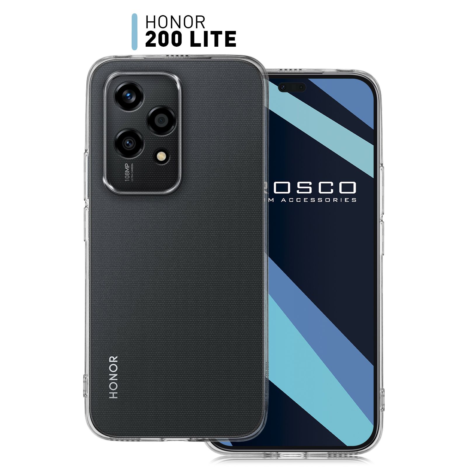 ЧехолнаHonor200Lite(Хонор200Лайт)сзащитоймодулякамер,прозрачныйROSCO