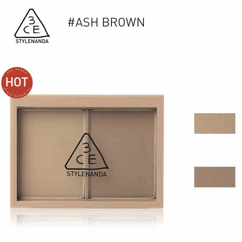 3CE STYLENANDA Двухцветный косметический диск, стойкий дефект, #ASH BROWN, подходит для желтоватой кожи, 8.6g.