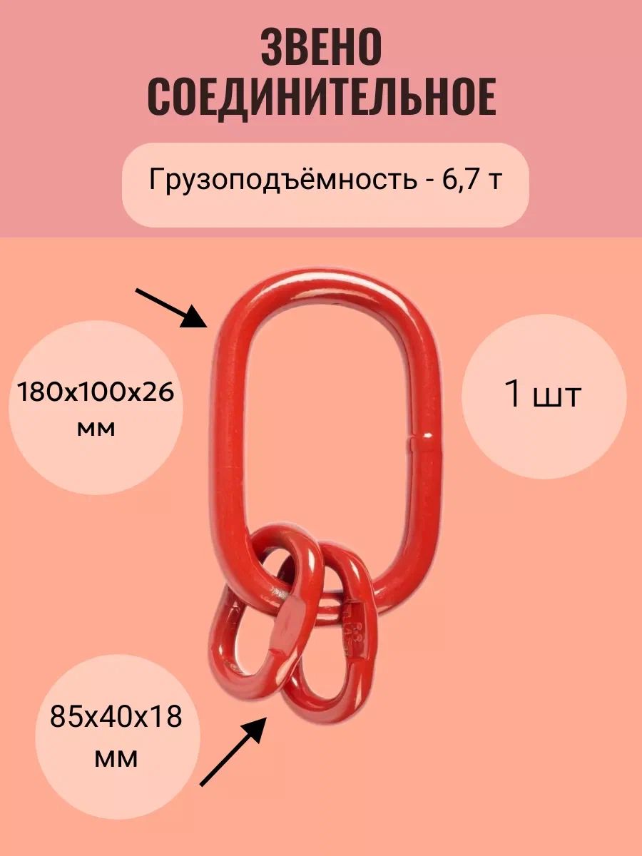 Звено овальное с дополнительными звеньями и плоским профилем 6,7т