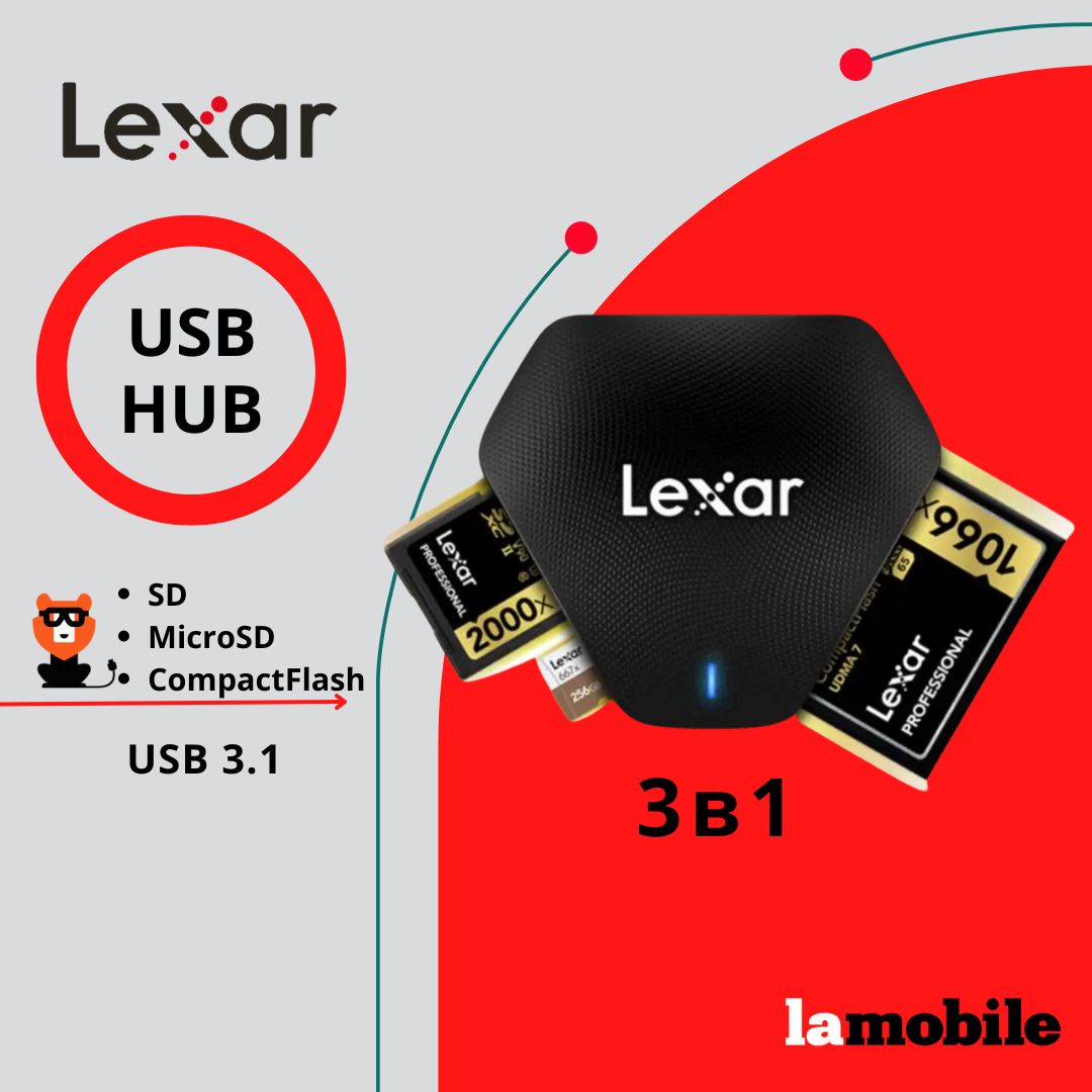 КартридерLexarProfessionalMulti-Card3-in-1USB3.1