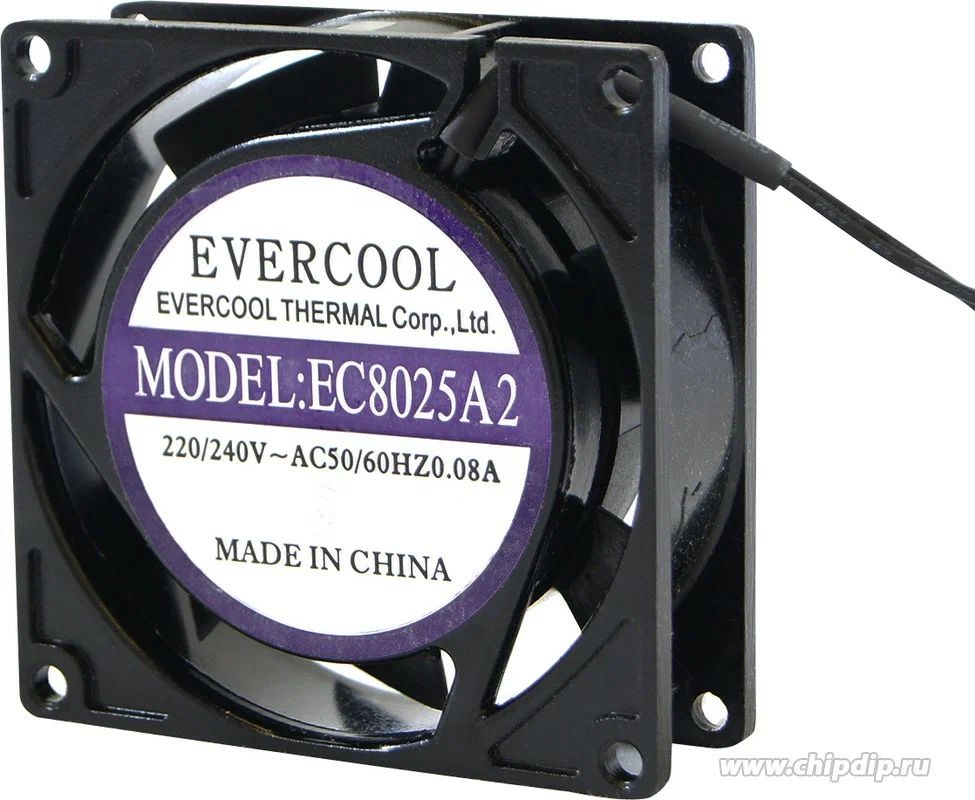 Вентилятор Evercool EC8025A2HBL 220V 80х80х25мм 2pin