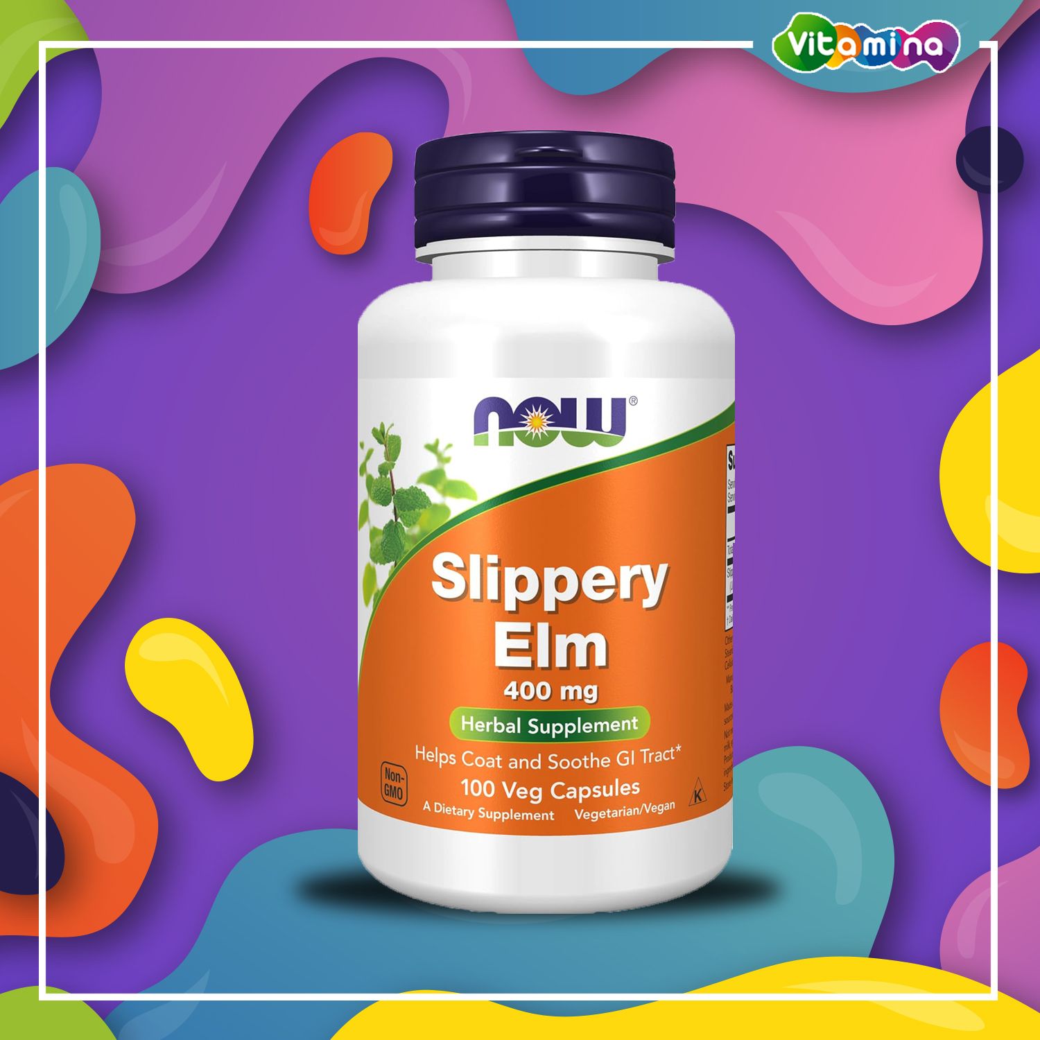 Now Красный вяз Slippery Elm 400 мг 100 капсул