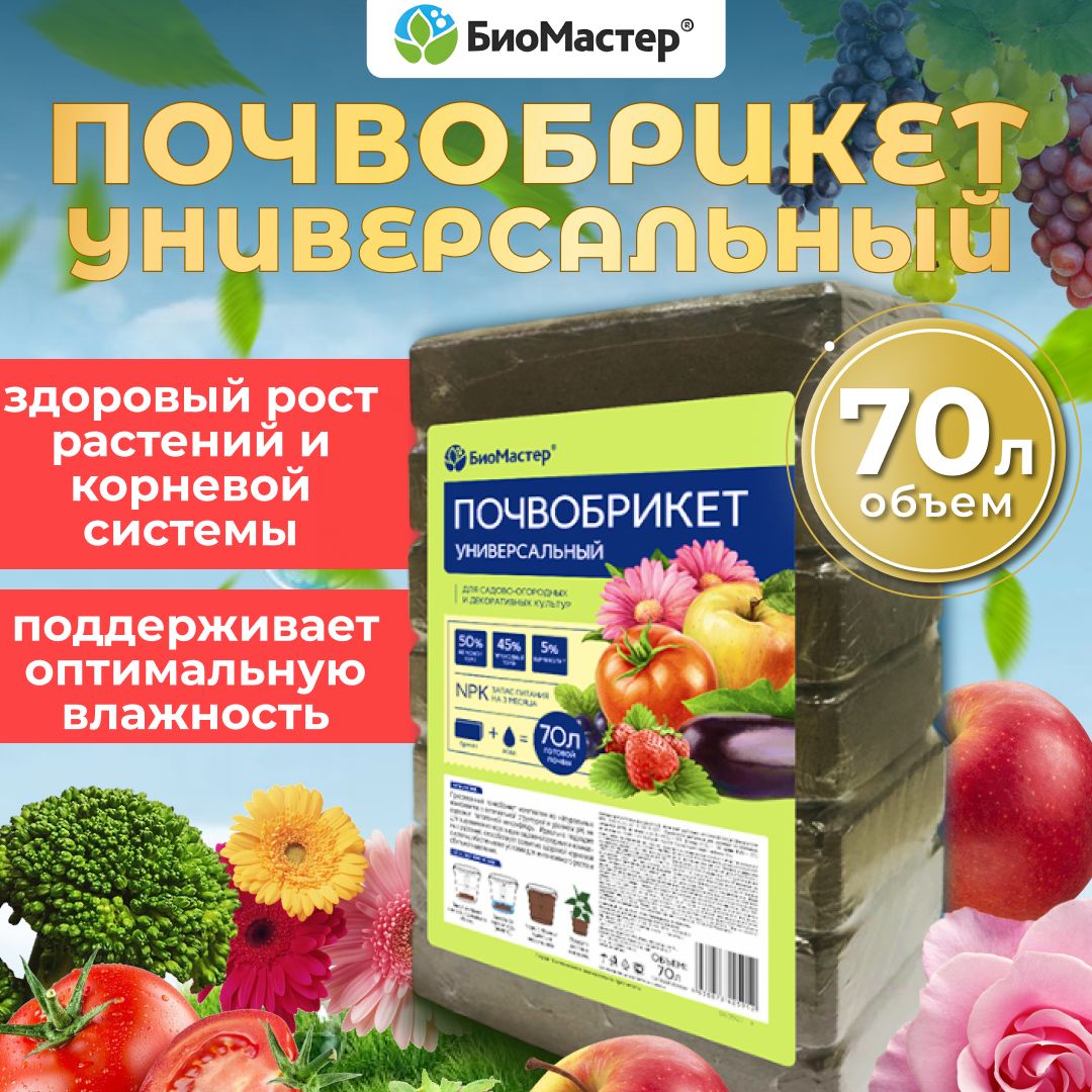 Грунт БиоМастер почвобрикет Универсальный, 70 л