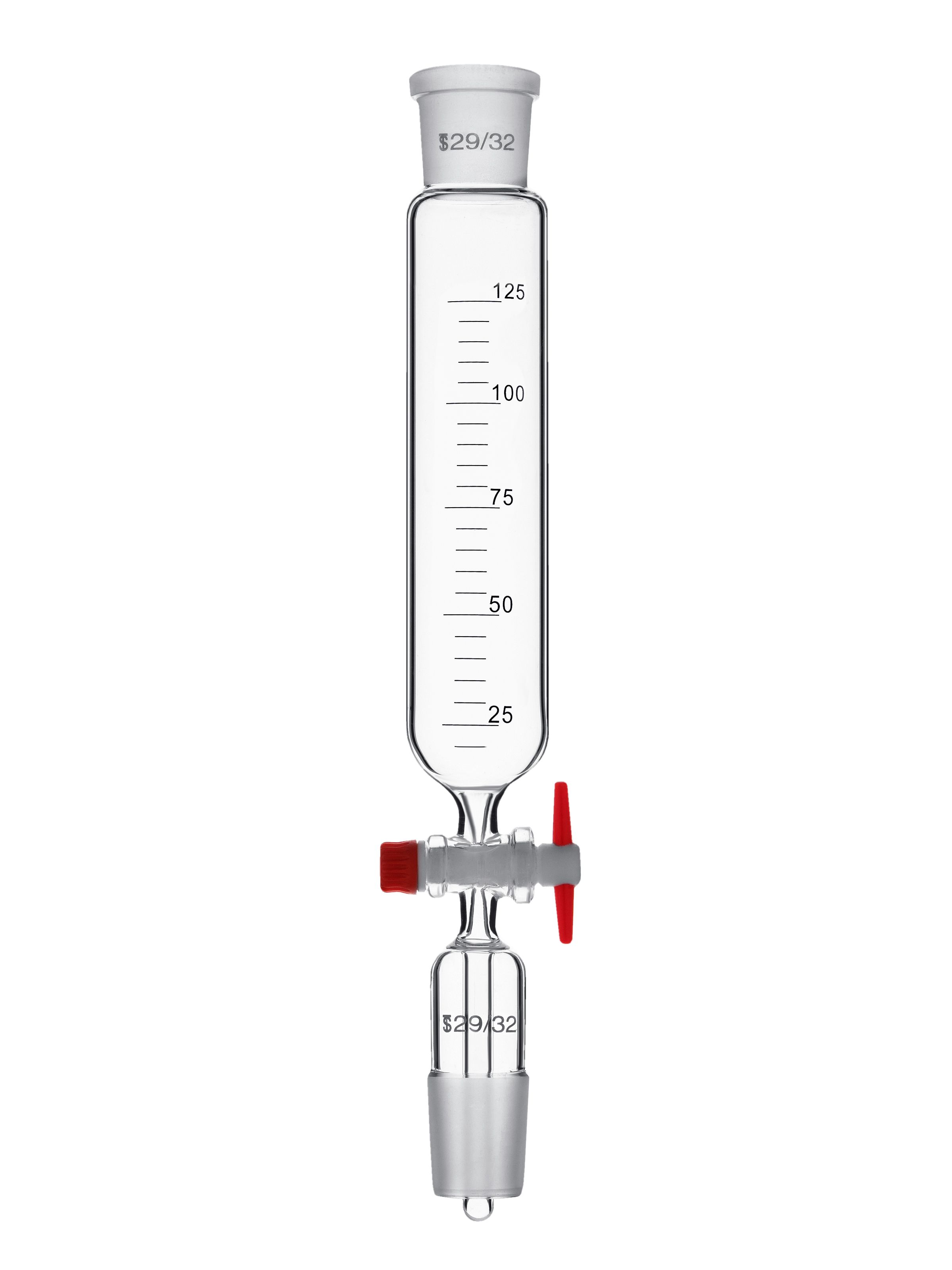 Воронка капельная цилиндрическая, 125 мл, шлиф 29/32-29/32, с PTFE краном