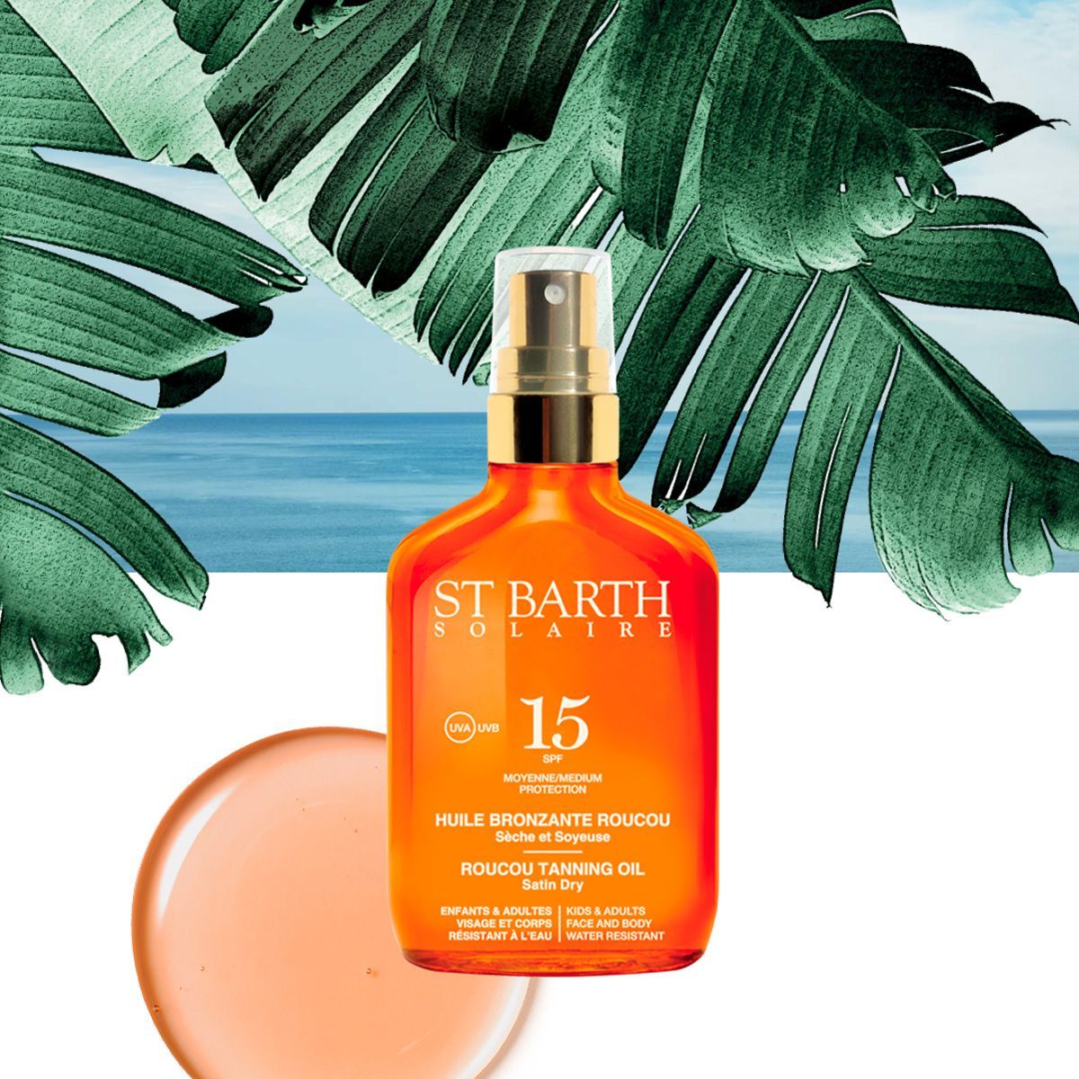 Ligne ST BARTH Сухое масло помадного дерева SPF15 для красивого загара // Roucou Tanning Oil Satin Dry Medium Protection SPF15