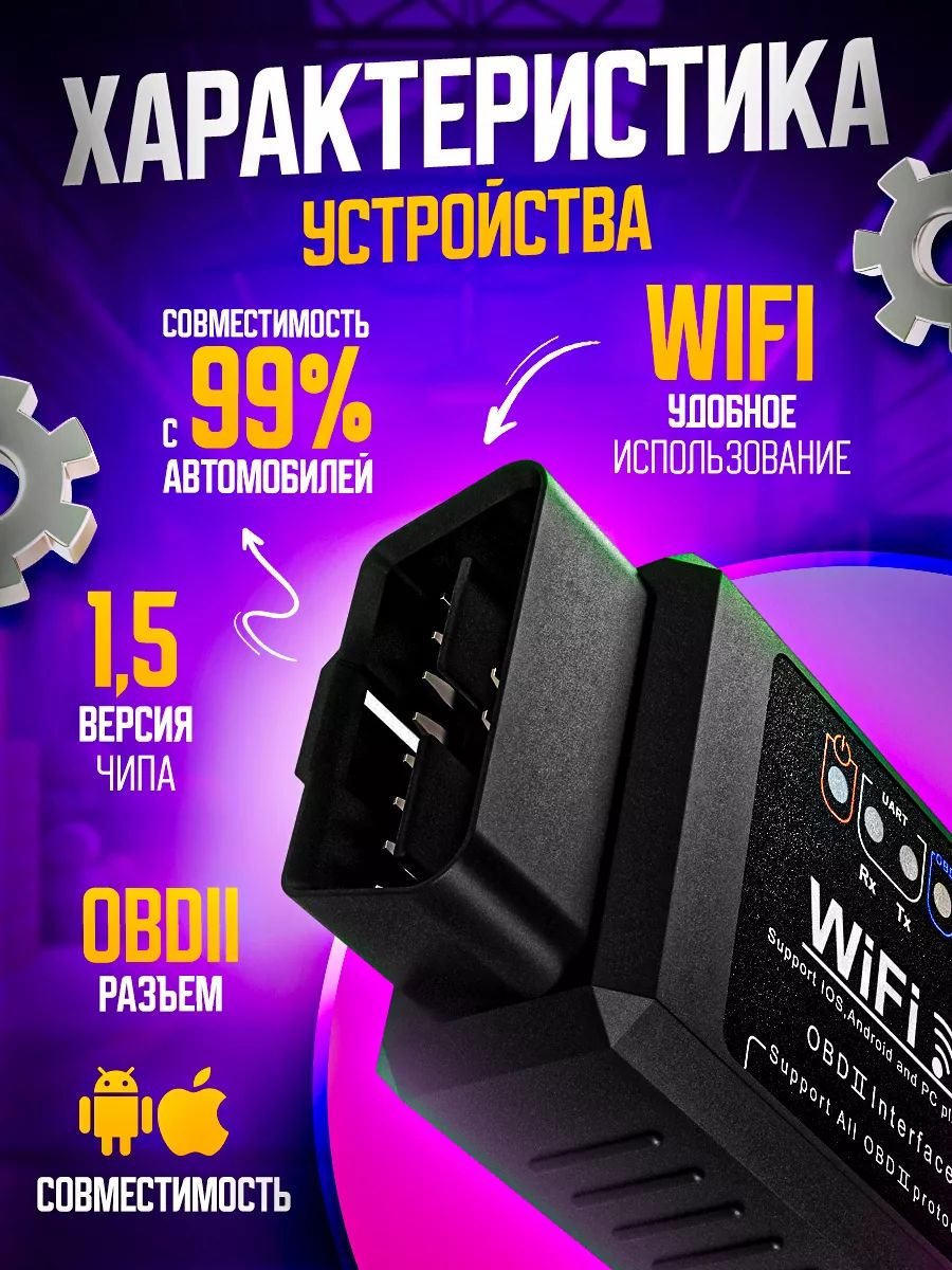 Автомобильный детектор неисправностей OBD2, совместимый с Android и iOS, автосканер, Прибор для диагностики неисправностей двигателя, ELM327 WIFI V1.5