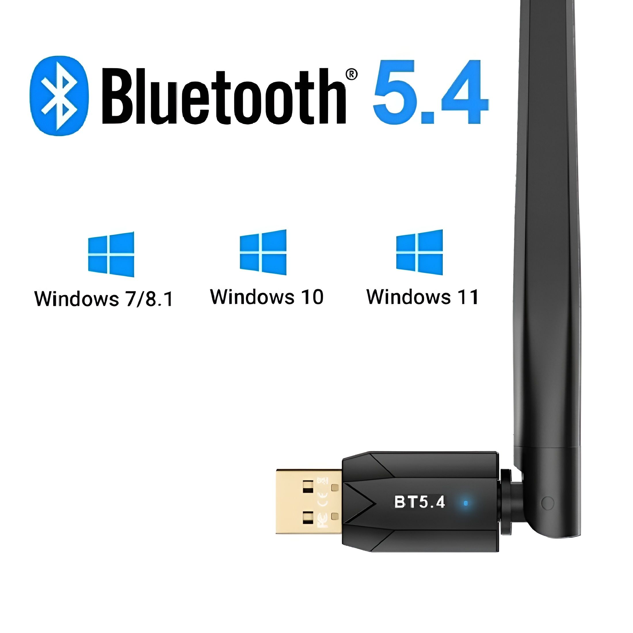 Bluetooth 5.4 адаптер для ПК, компьютера, ноутбука, наушников, Windows 7/8.1/10/11