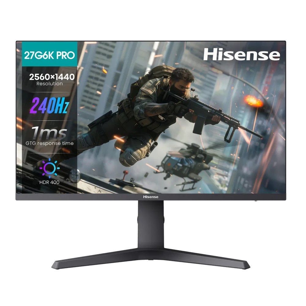 Hisense27."Монитор27G6K-PRO,27дюймов,времяотклика1мс,частотаобновления240Гц,IPS-матрицаспиковойяркостью400нит,черный