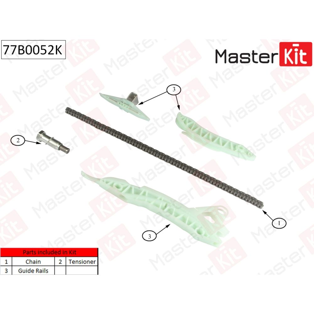 Комплект цепи ГРМ Citroen C4 1.6 THP 140/1.6 THP 1 без звездочек MASTERKIT MASTERKIT 77B0052K