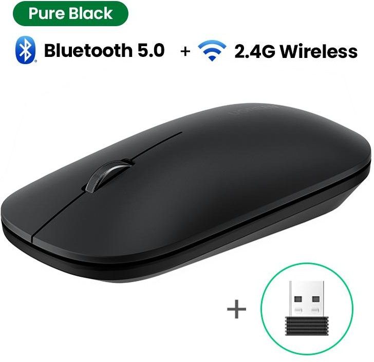 БеспроводнаякомпьютернаямышьUGREENMU001PortableWirelessMouse4000dpi,2.4GandBluetooth,Silence,черная(90531)