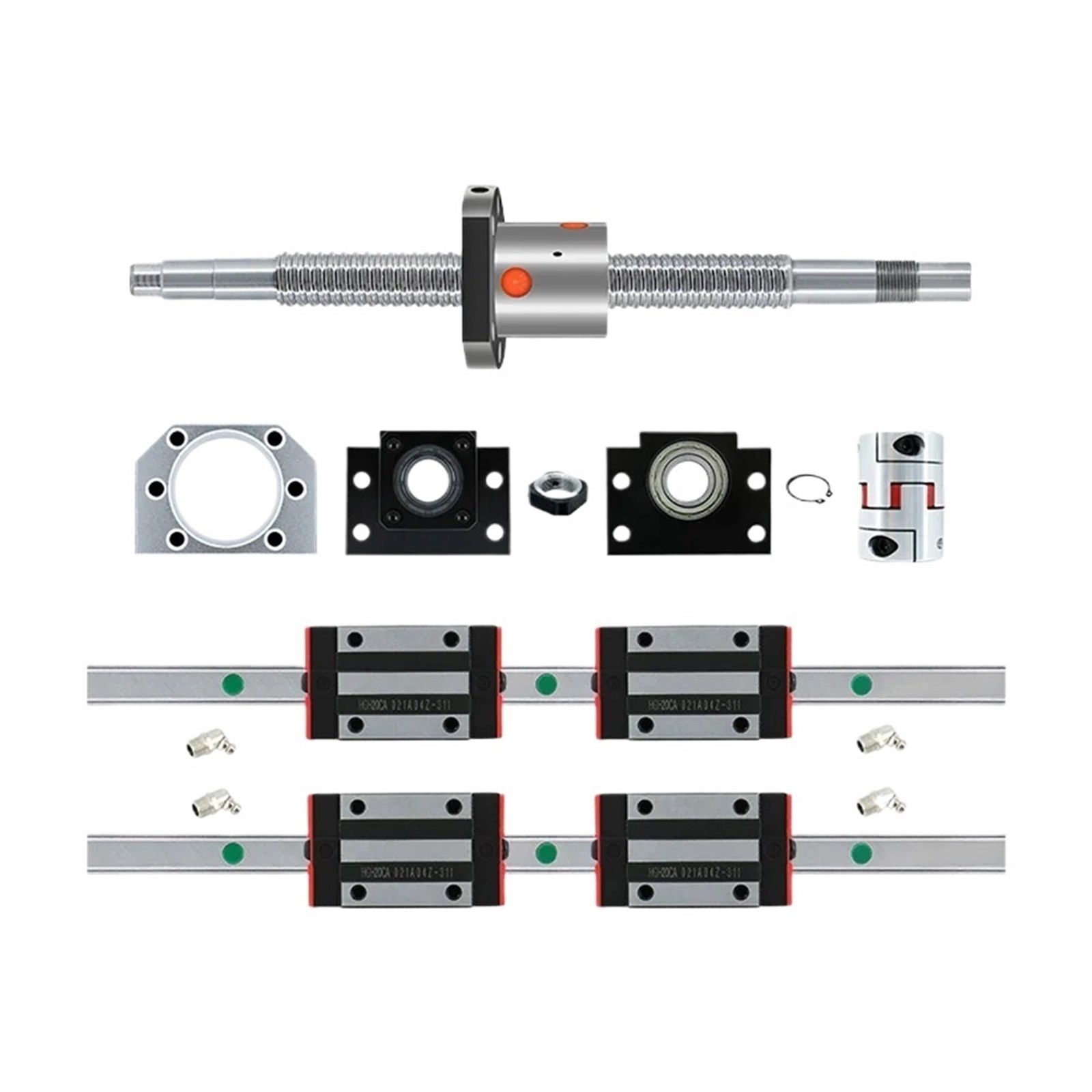2 линейных направляющих HGR15 + 4 каретки блоков HGH15CA + 1 комплект шариковых винтов SFU1605
