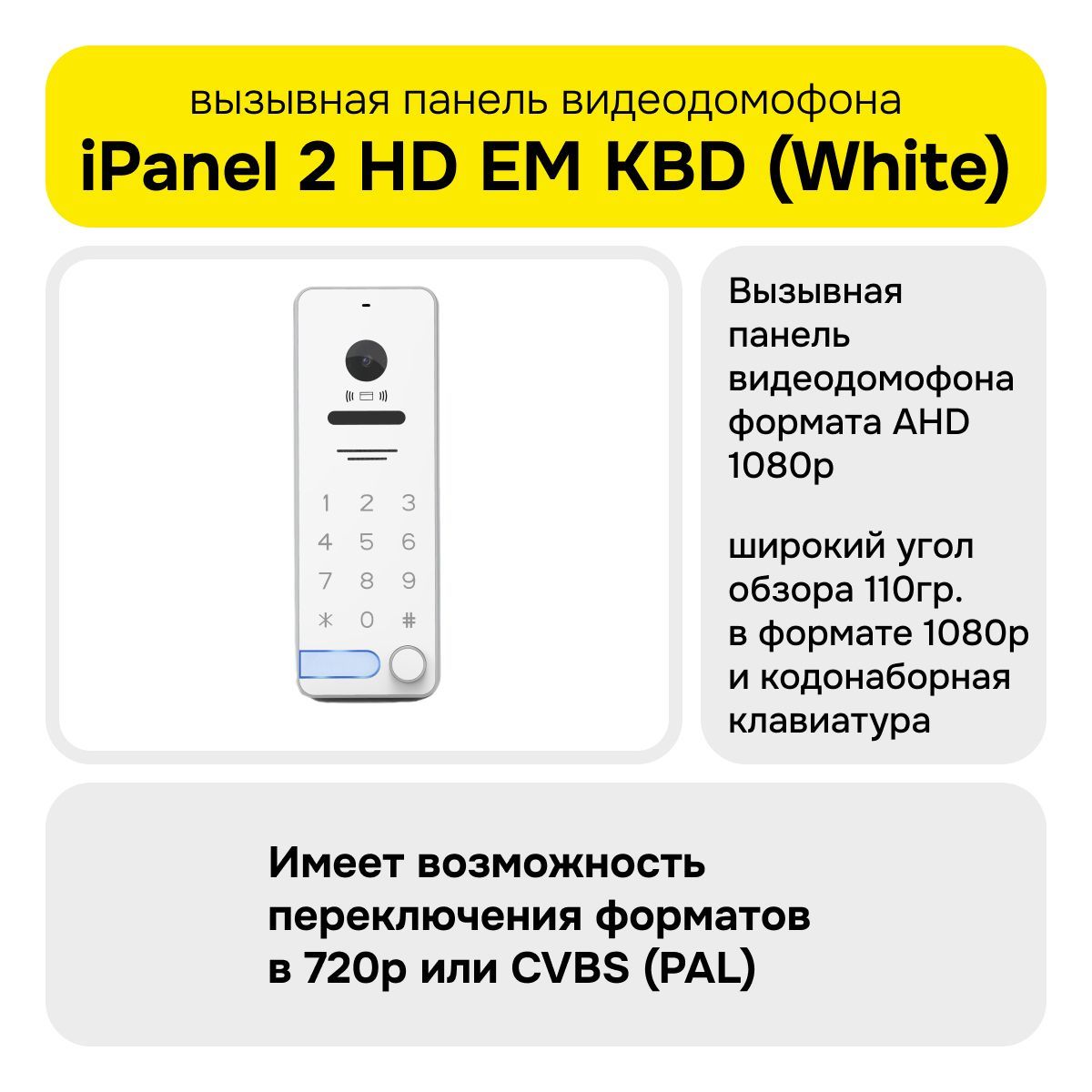 Вызывная видеопанель iPanel 2 HD EM KBD (White)