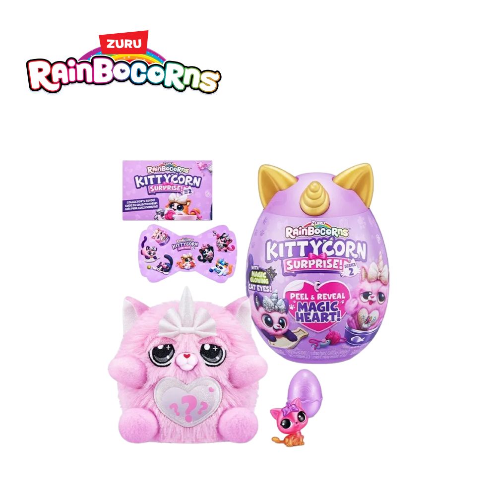 Мягкая игрушка Кошка ZURU Rainbocorns Kittycorn серия 7 яйцо-сюрприз с наклейками и слаймом, игрушки для девочек, 3+, 9279