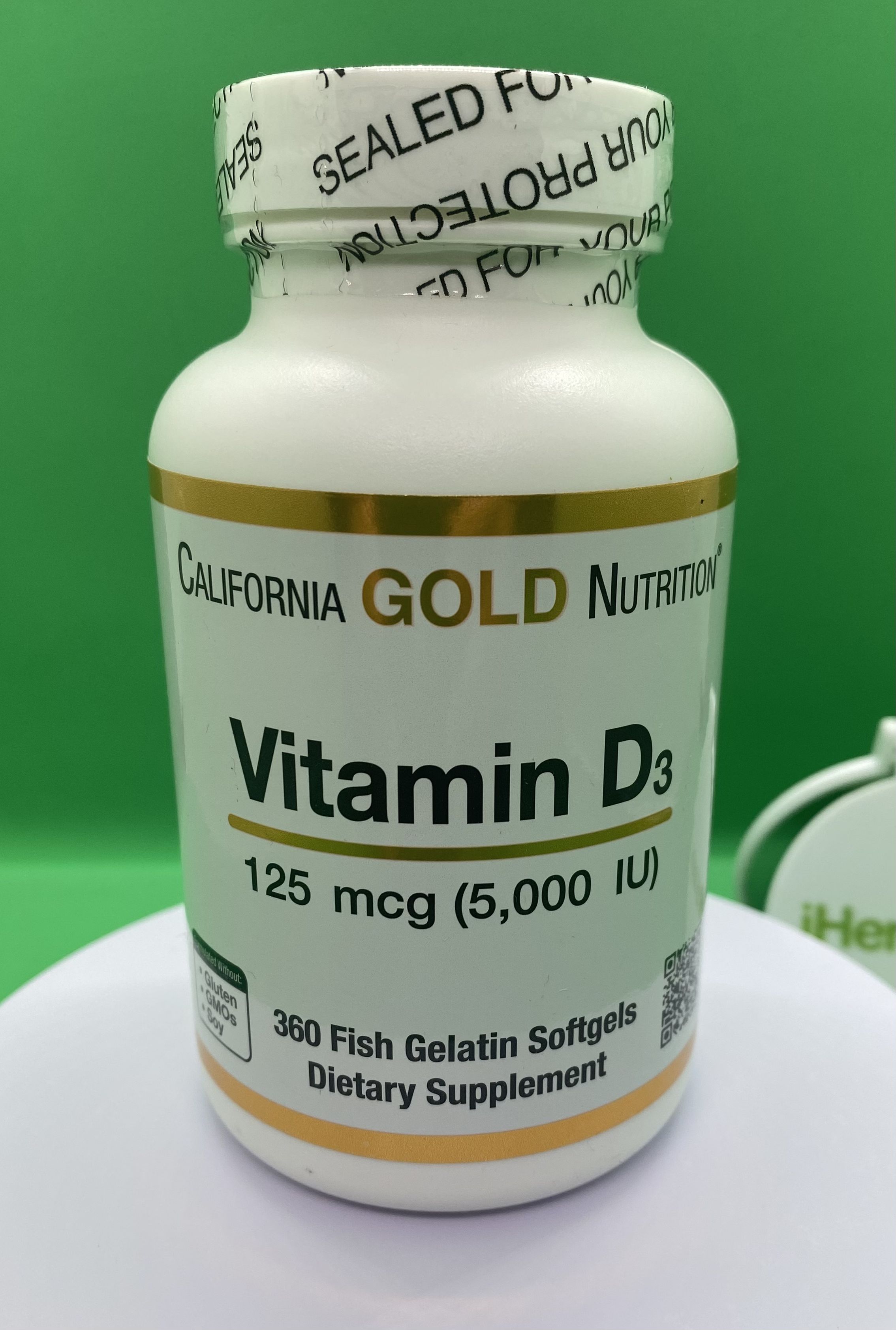 Витамин D3, 125 мкг (5000 МЕ), 360 капсул из рыбьего желатина, California Gold Nutrition