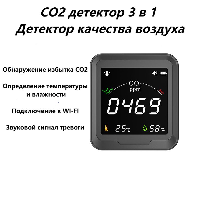 Tuya Wi-Fi Smart CO2 детектор 3 в 1 Детектор качества воздуха (температура/влажность/CO2)