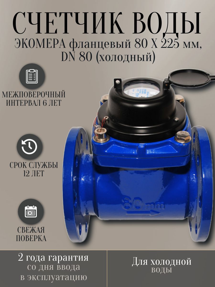 Счетчик воды ЭКОМЕРА фланц. 80 Х 225 мм, DN 80 (холодный)