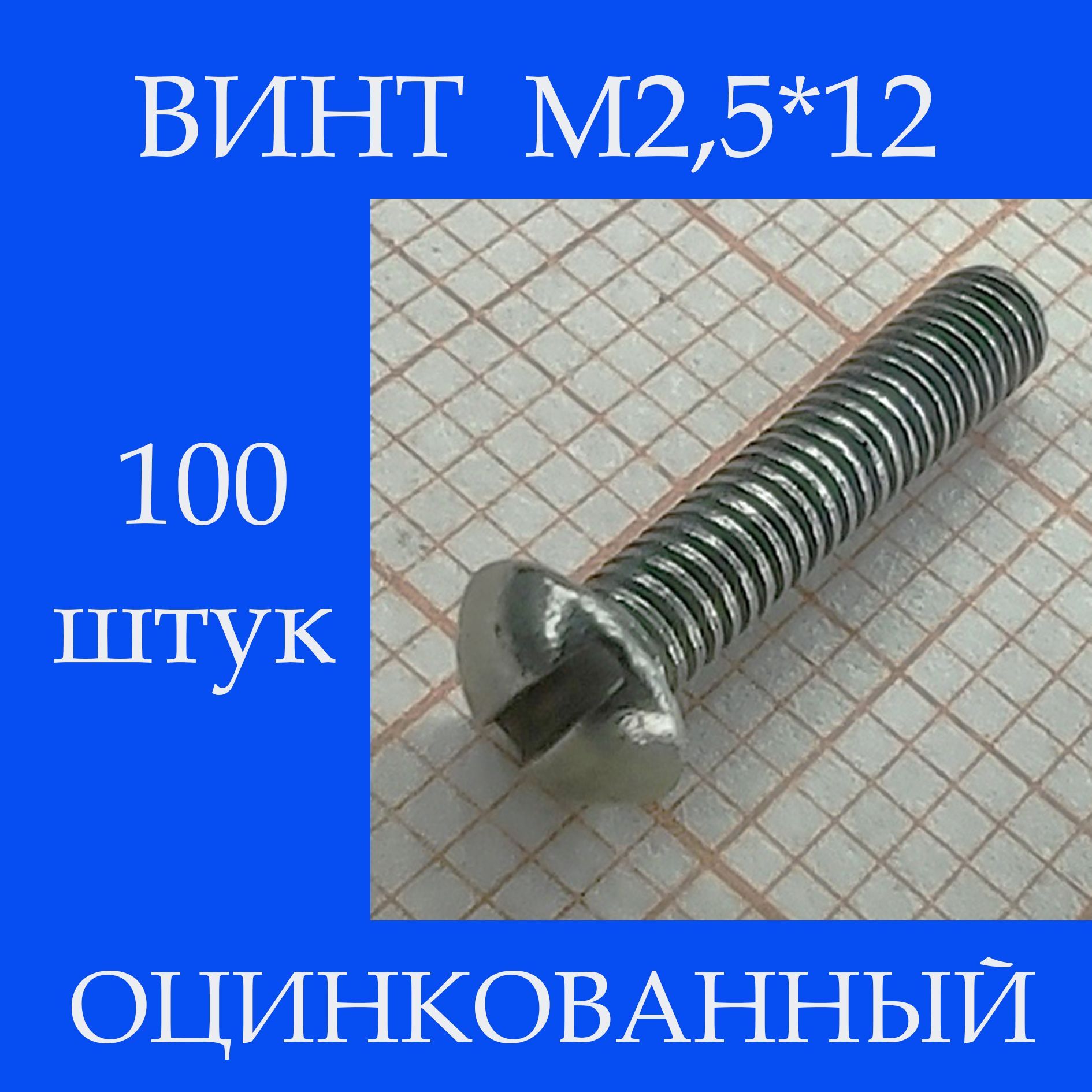 Винт M2,5 x, головка: Полукруглая, 100 шт.