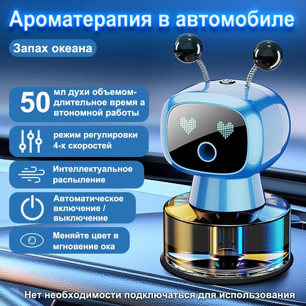 АроматизаторавтомобильныйSmartcararomatherapyrobot,ароматическийспрей-Ароматокеана,50мл