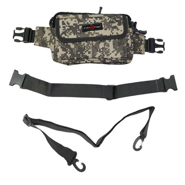 Сумка поясная Fish2Fish Riverbag серая цифра 23x15x8 см,