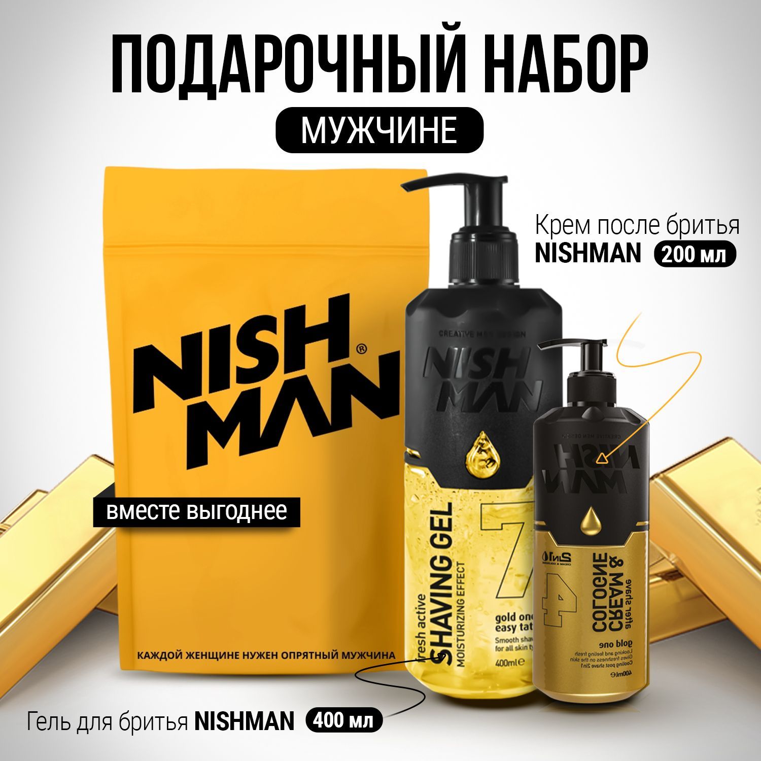 Подарочный набор для мужчин, NISHMAN, мужской подарок, гель для бритья, крем лосьон после бритья