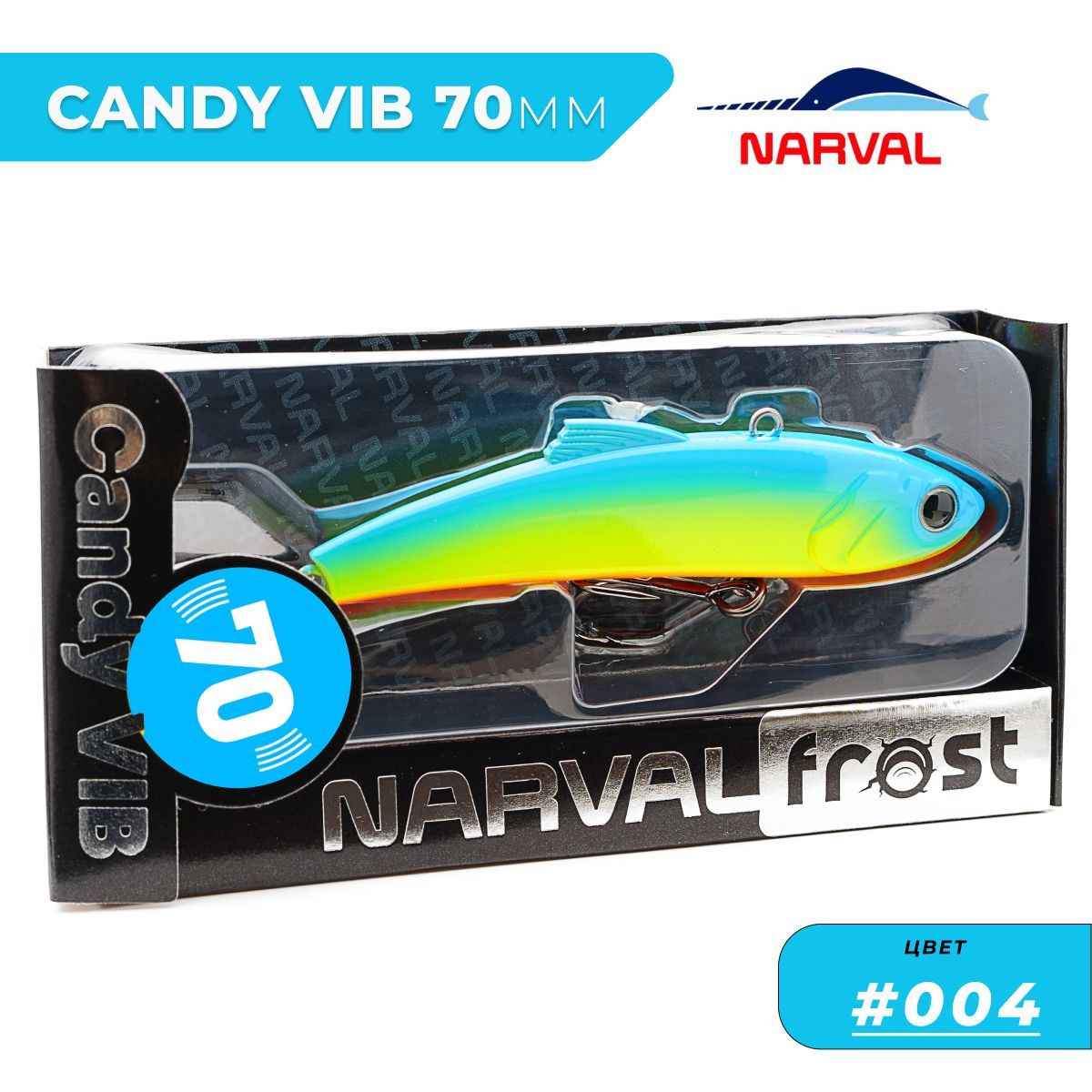 Виб (Раттлин) Narval Frost Candy Vib 70mm 14g цвет #004-Blue Back Chartreuse