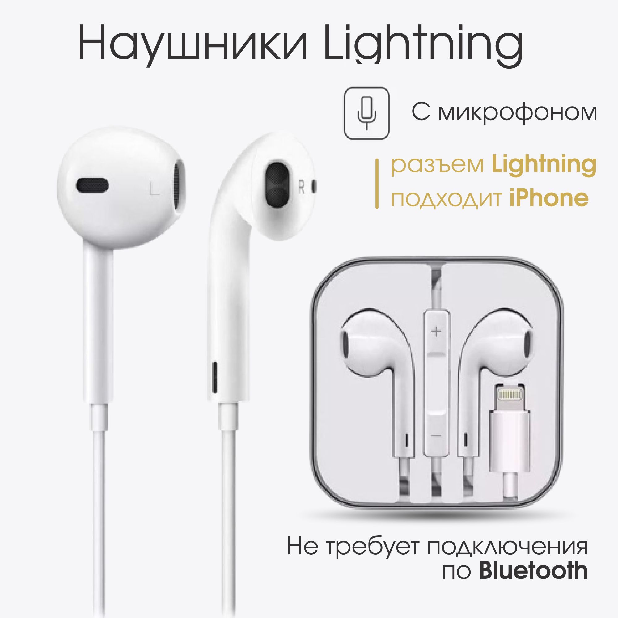 Наушники проводные с микрофоном Lightning Premium