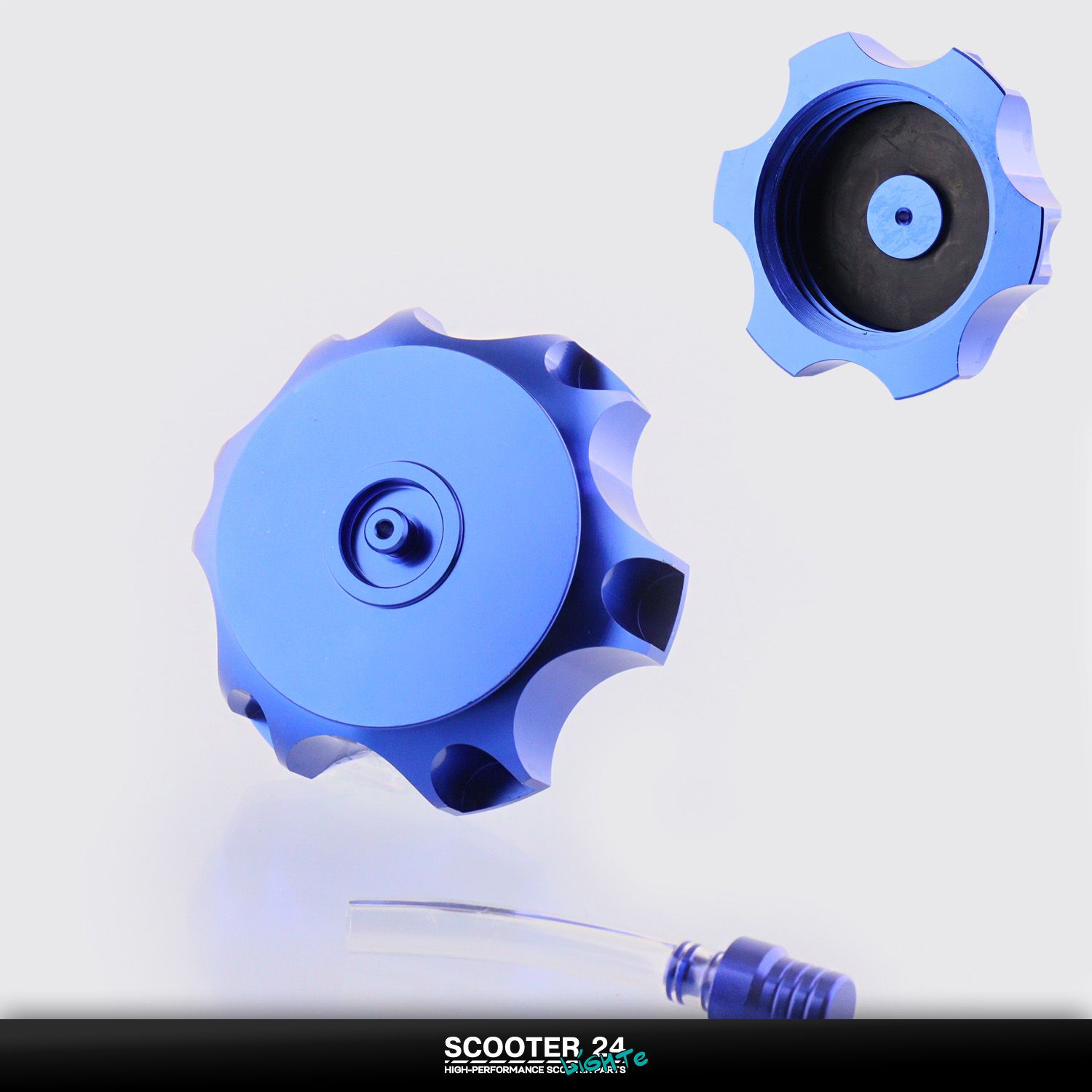 Крышка бака для питбайка CNC TTR 125-250 (синяя) алюминиевая универсальная на эндуро мотоциккл