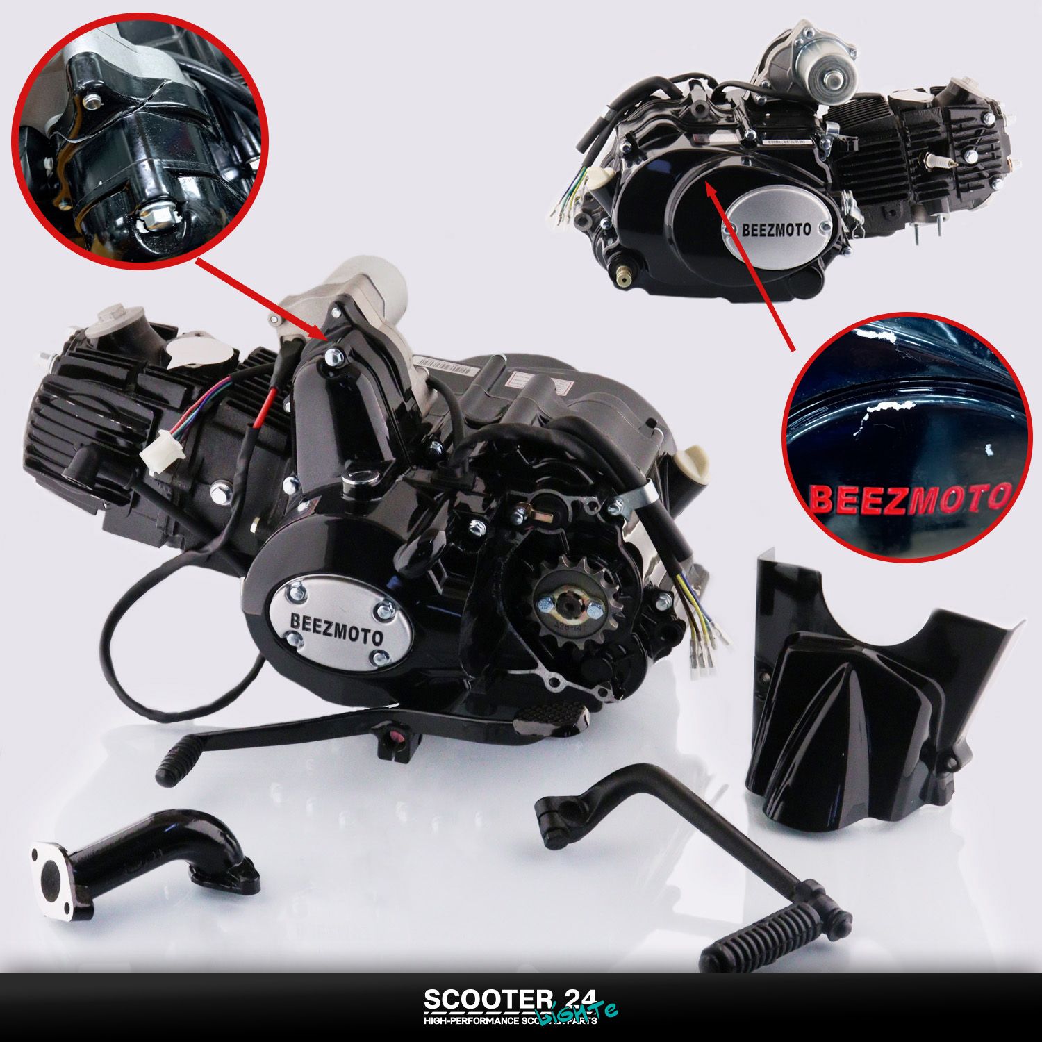 Двигатель на мопед Alpha / Delta (Альфа / Дельта / Орион Омакс) 139FMB 125cc (МКПП 152FMH / черный) (Повреждения) в сборе 125 кубов