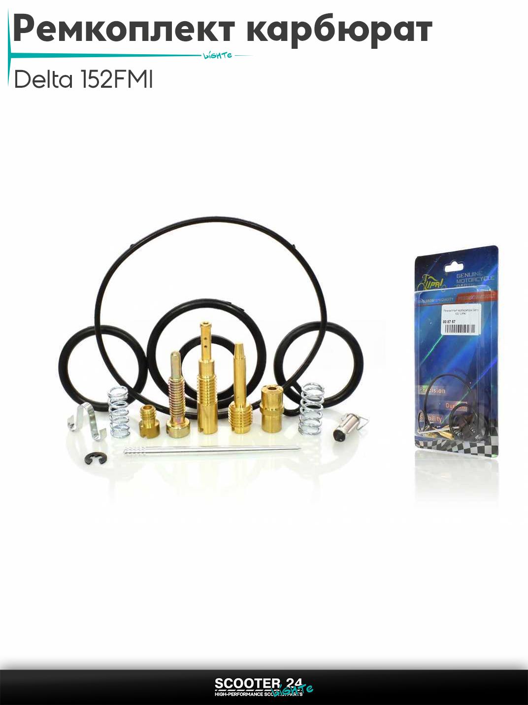 Ремкомплект карбюратора на мопед и мотоцикл Delta / Дельта с двигателем 152FMI 100 "LIPAI"