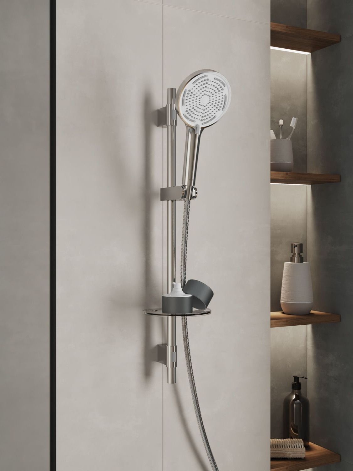 Фото товара на маркетплейсе ozon Душевой комплект (стойка, лейка 3 режима, шланг 1,5 м), хром, Milardo, Ideal Spa, ILS3C70M16