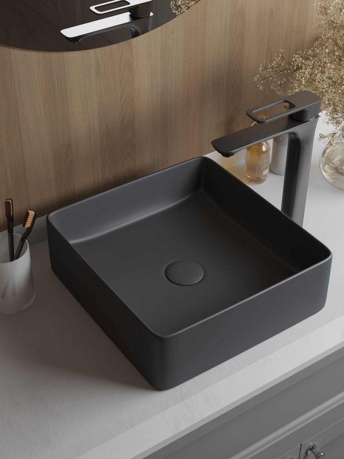 Фото товара на маркетплейсе ozon Накладная раковина для ванной комнаты, IDDIS, Slide, серая матовая, SLIGM01i27