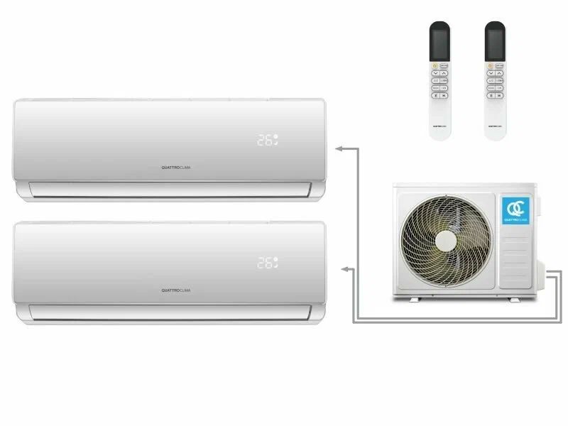 Мульти сплит-система на 2 комнаты инверторная QUATTROCLIMA QN-FM21UA + QV-FM09WA + QV-FM12WA FREDDO (25 м2 + 35м2)